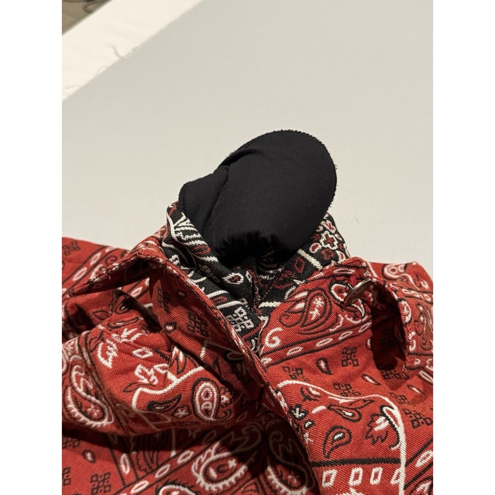 New Identity Women's L. Red Paisley Bandana Print Button Front Short Jacket - Picture 8 of 9